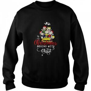 Peanut Christmas Begins With Christ Sweatshirt
